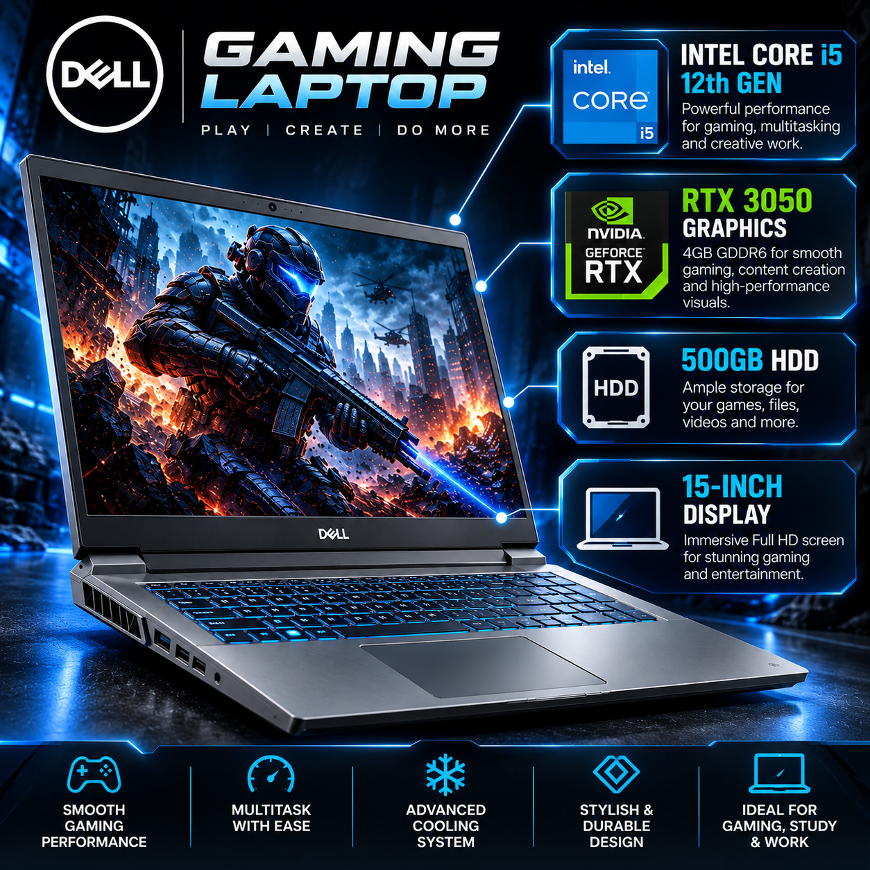 Dell FX70 – Intel Core i5, 8GB RAM, 500GB HDD, RTX 3050